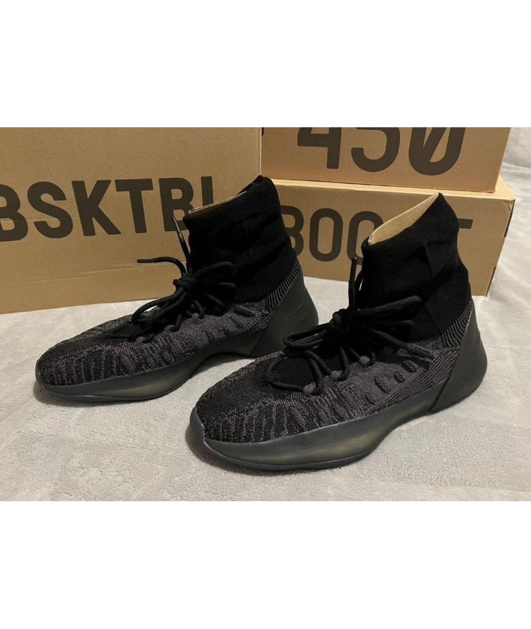 ADIDAS YEEZY Черные текстильные высокие кроссовки / кеды, фото 2