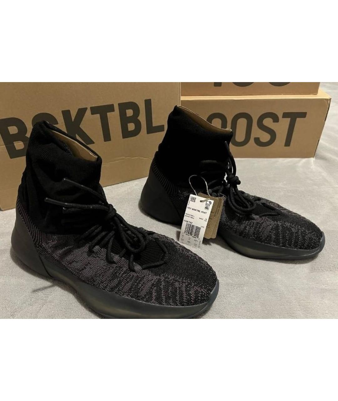 ADIDAS YEEZY Черные текстильные высокие кроссовки / кеды, фото 6