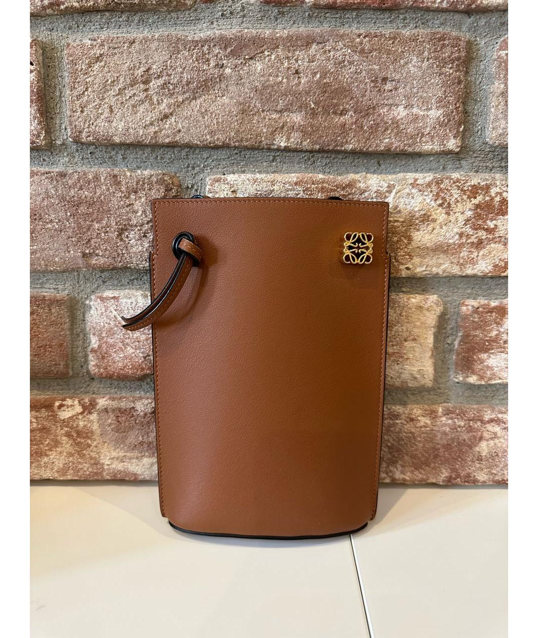 LOEWE Коричневая кожаная сумка через плечо, фото 6