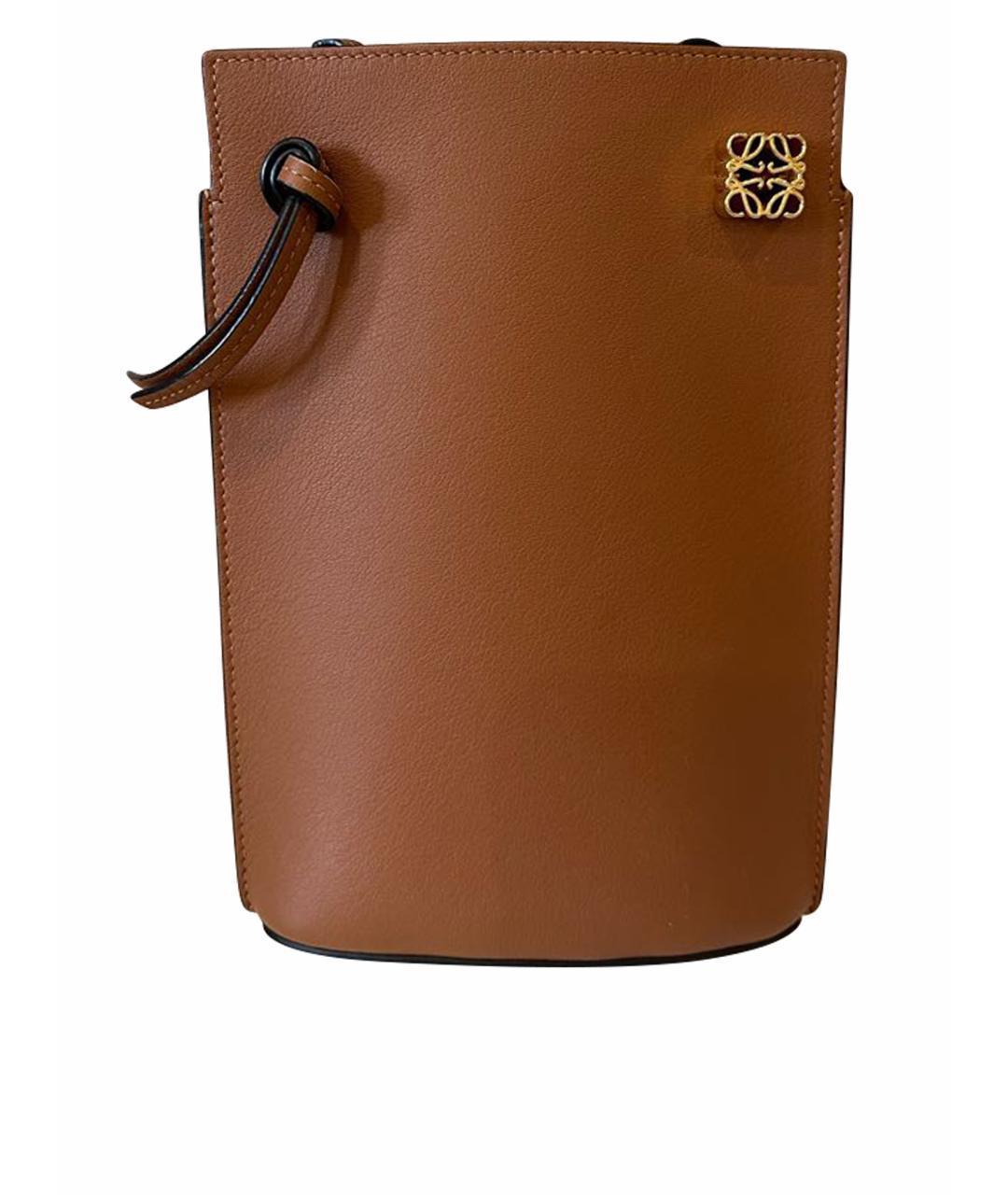 LOEWE Коричневая кожаная сумка через плечо, фото 1