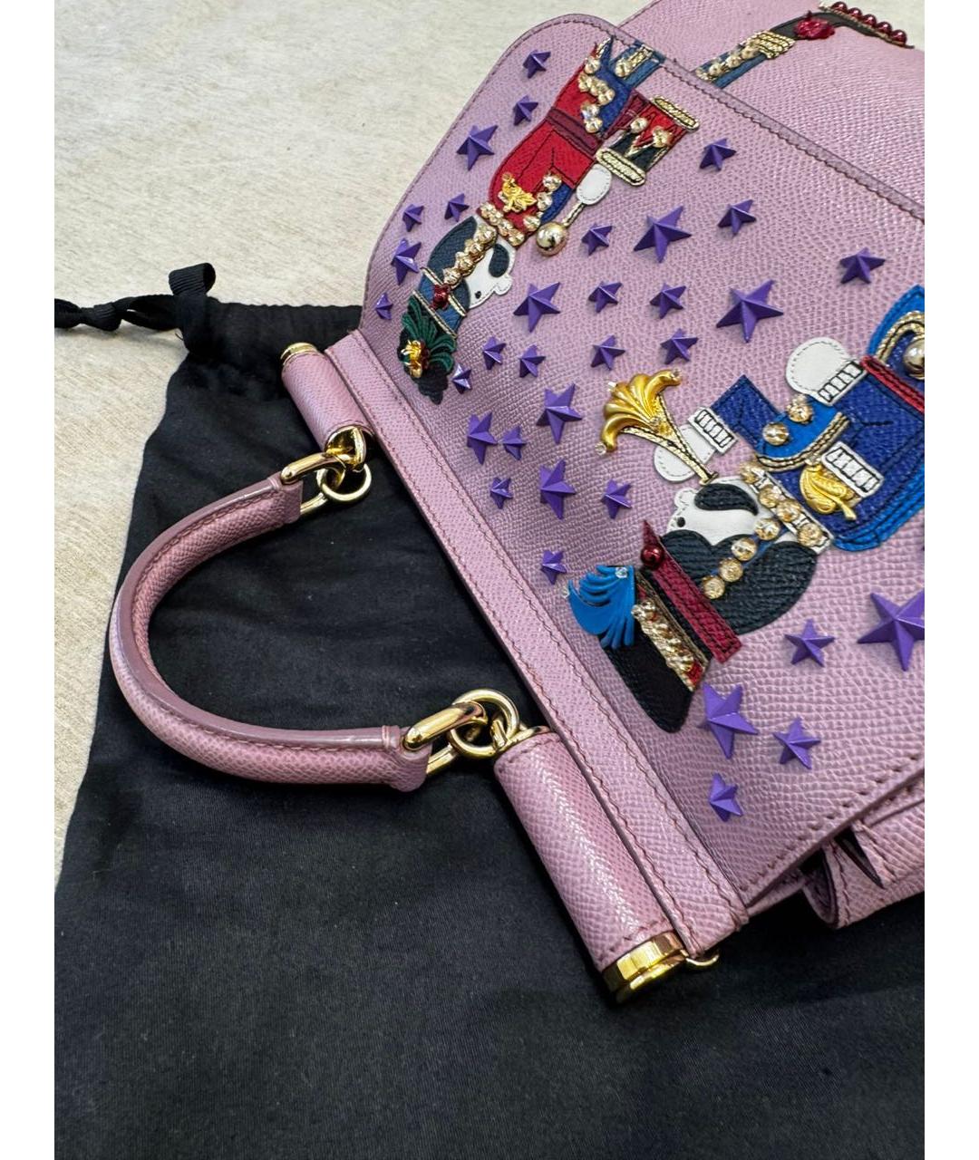 DOLCE&GABBANA Розовая кожаная сумка с короткими ручками, фото 2