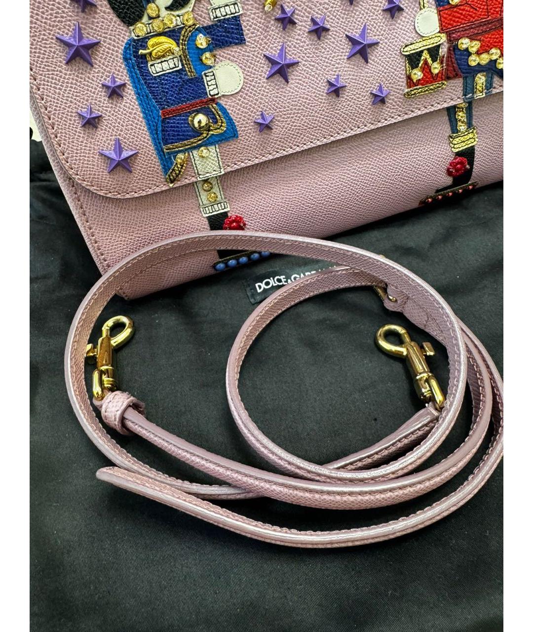 DOLCE&GABBANA Розовая кожаная сумка с короткими ручками, фото 5