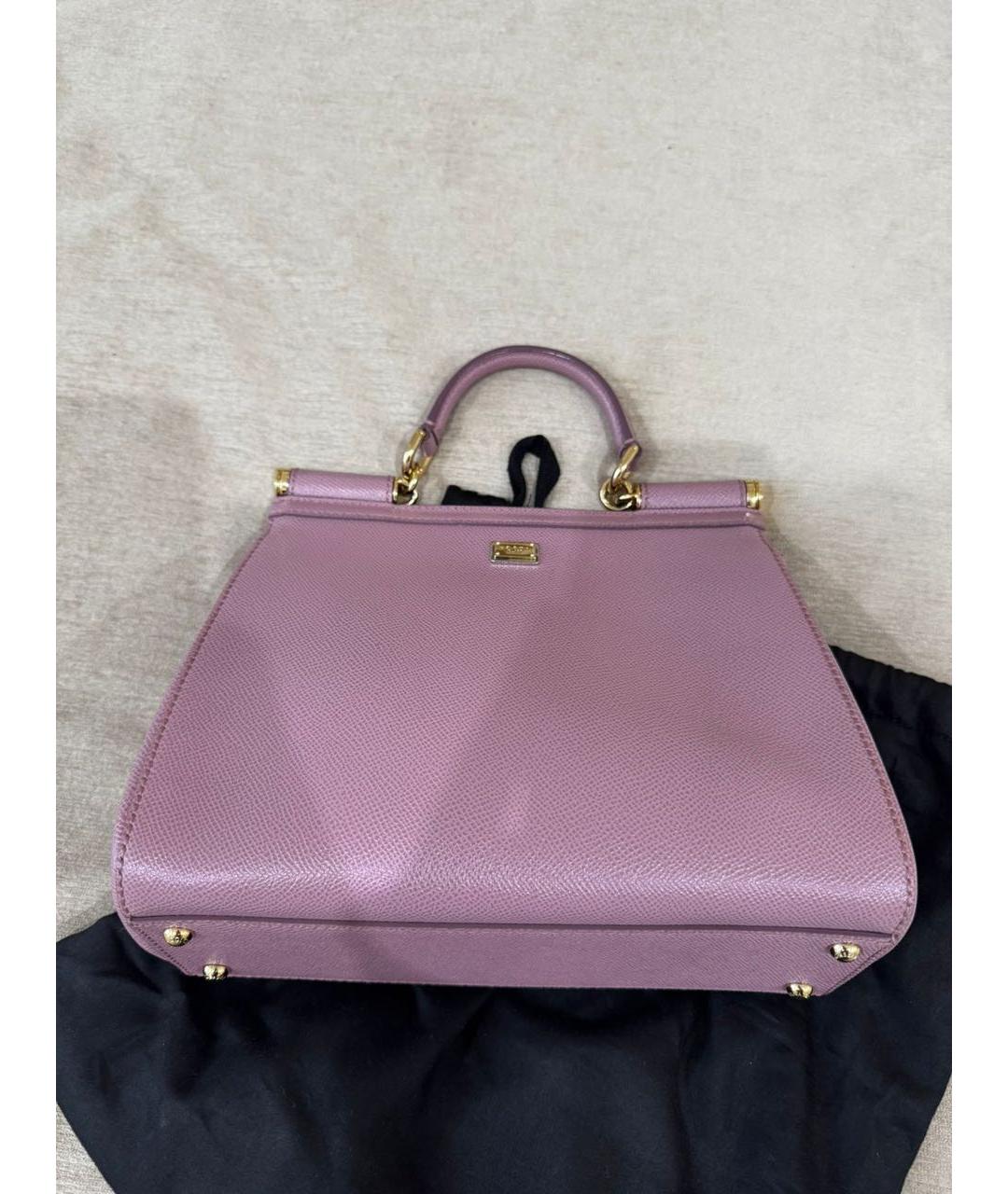 DOLCE&GABBANA Розовая кожаная сумка с короткими ручками, фото 8