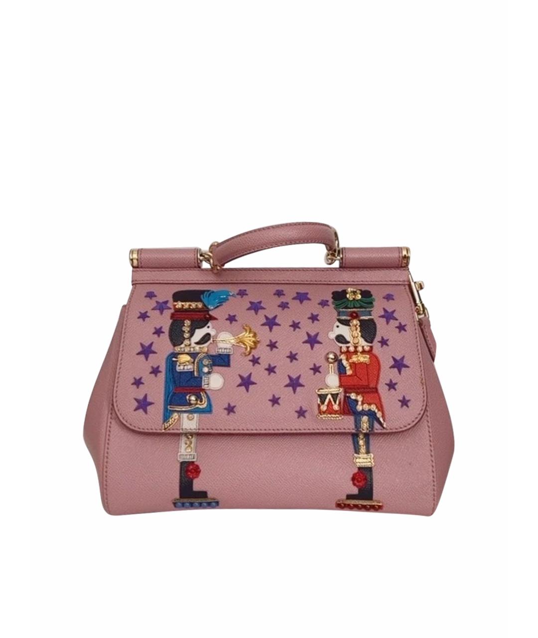 DOLCE&GABBANA Розовая кожаная сумка с короткими ручками, фото 1