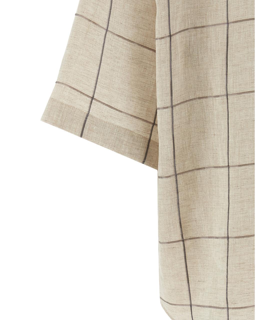 BRUNELLO CUCINELLI Бежевая льняная рубашка, фото 4