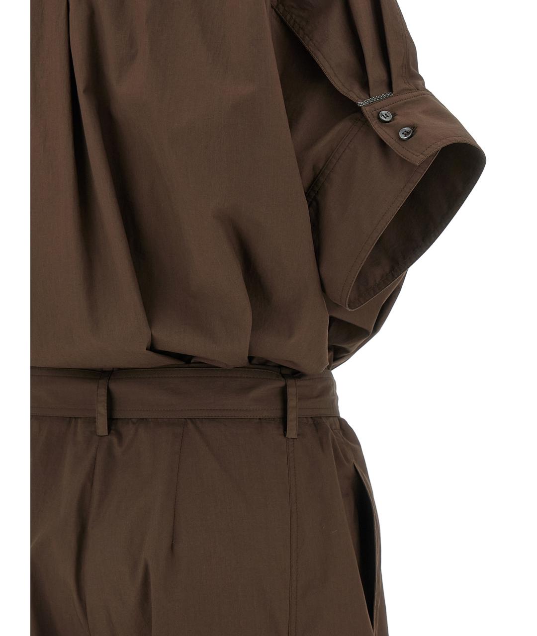 BRUNELLO CUCINELLI Коричневый хлопковый комбинезон, фото 4