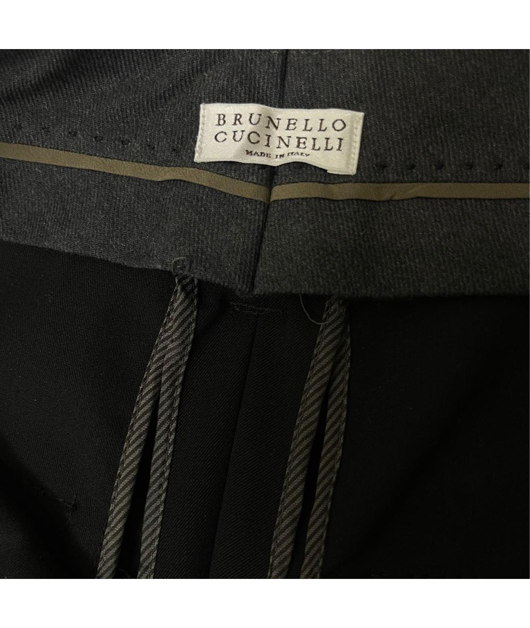 BRUNELLO CUCINELLI Черные шерстяные брюки узкие, фото 4