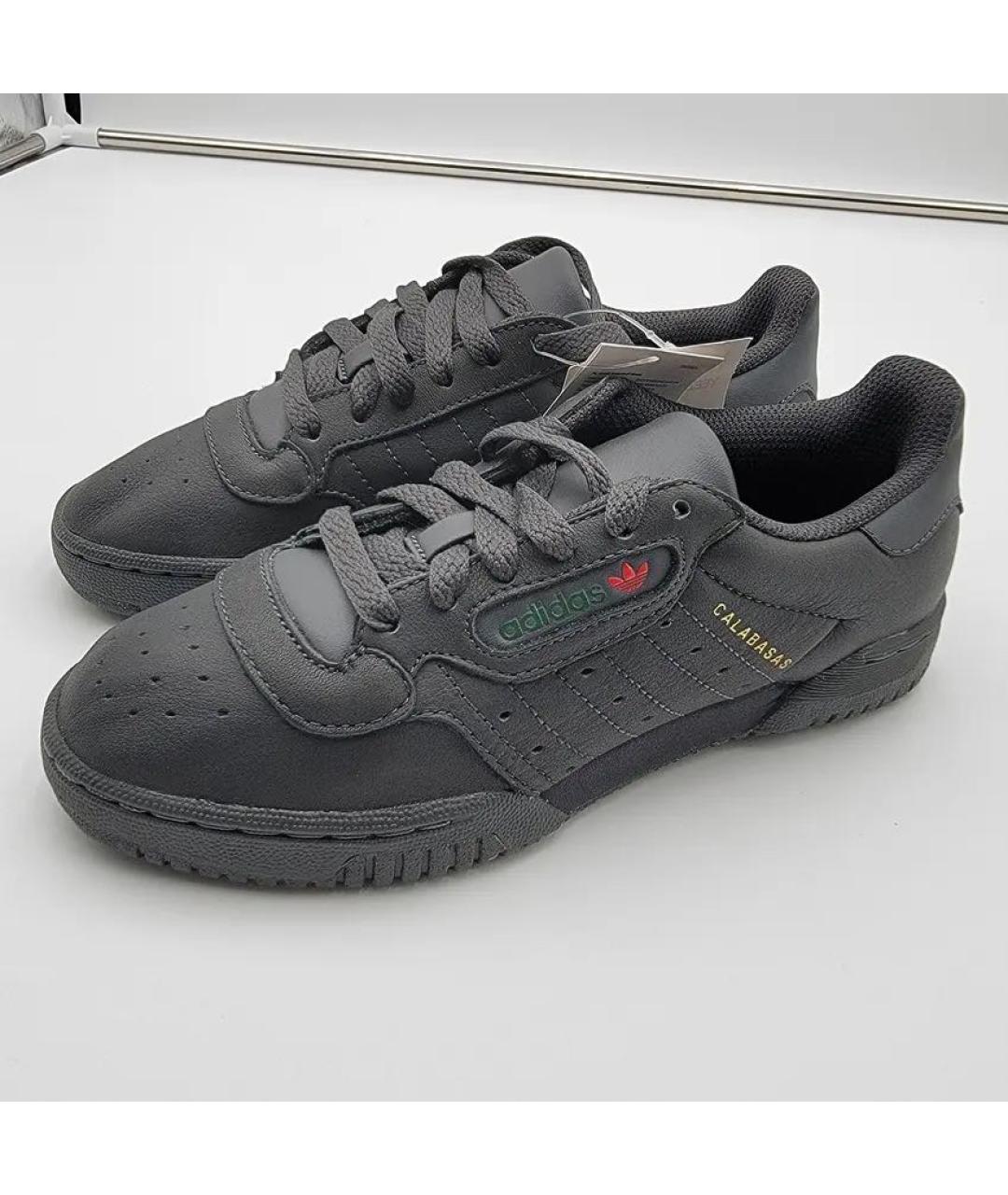 ADIDAS YEEZY Черные кожаные низкие кроссовки / кеды, фото 2