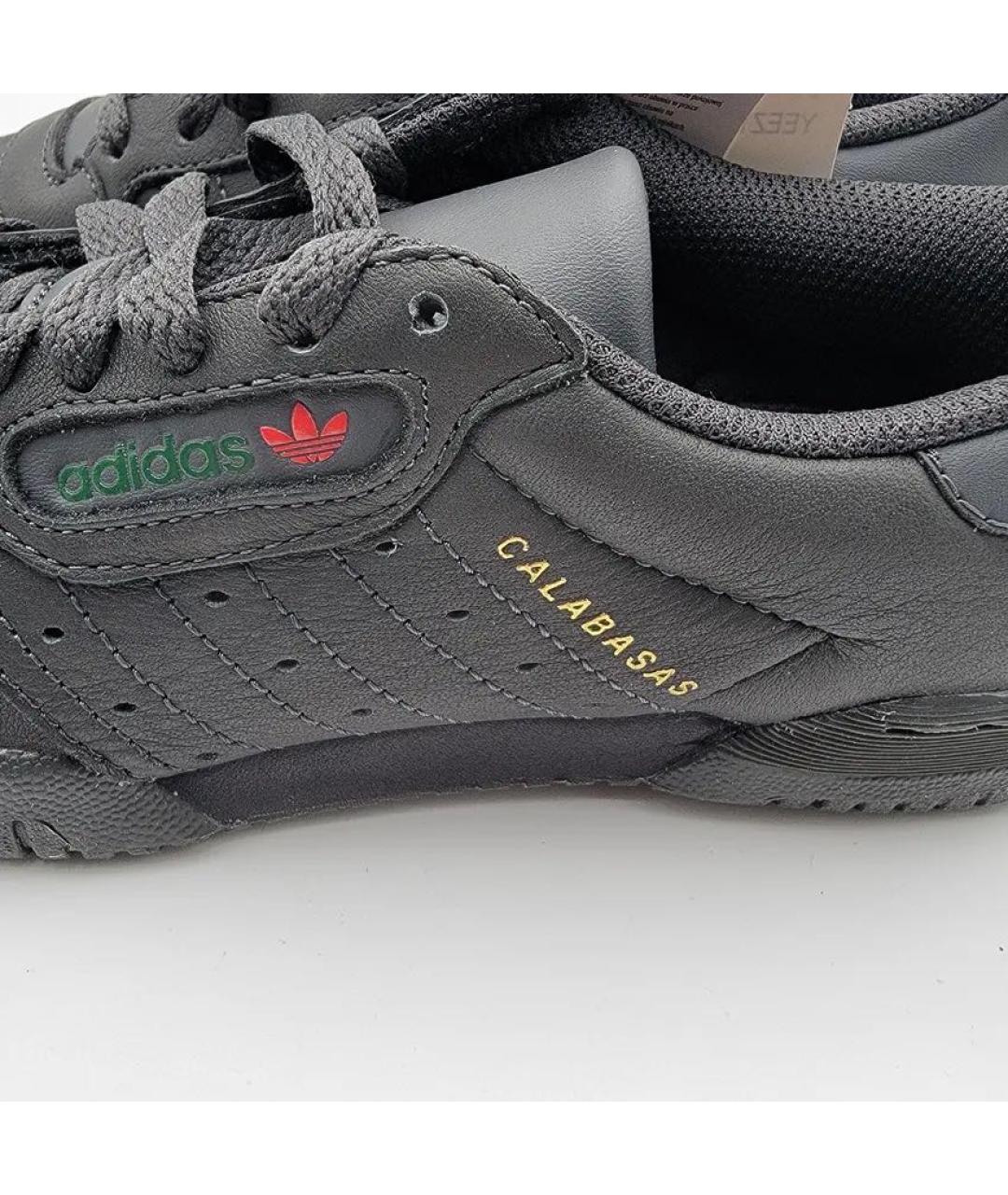 ADIDAS YEEZY Черные кожаные низкие кроссовки / кеды, фото 3