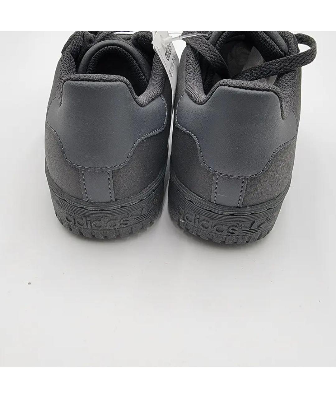 ADIDAS YEEZY Черные кожаные низкие кроссовки / кеды, фото 4