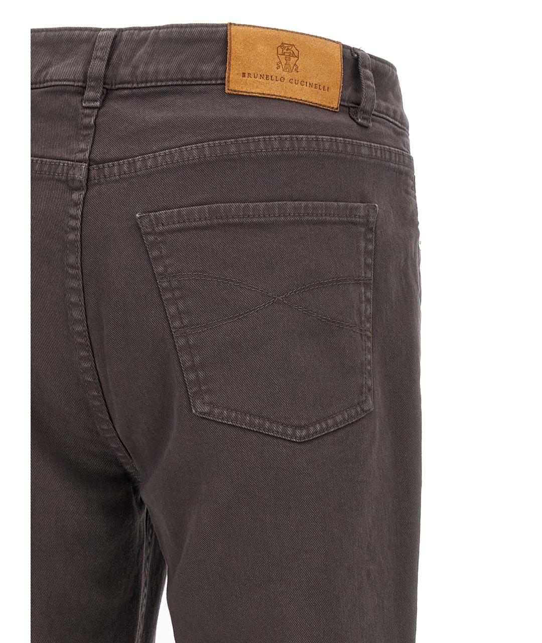 BRUNELLO CUCINELLI Коричневые хлопковые прямые джинсы, фото 4