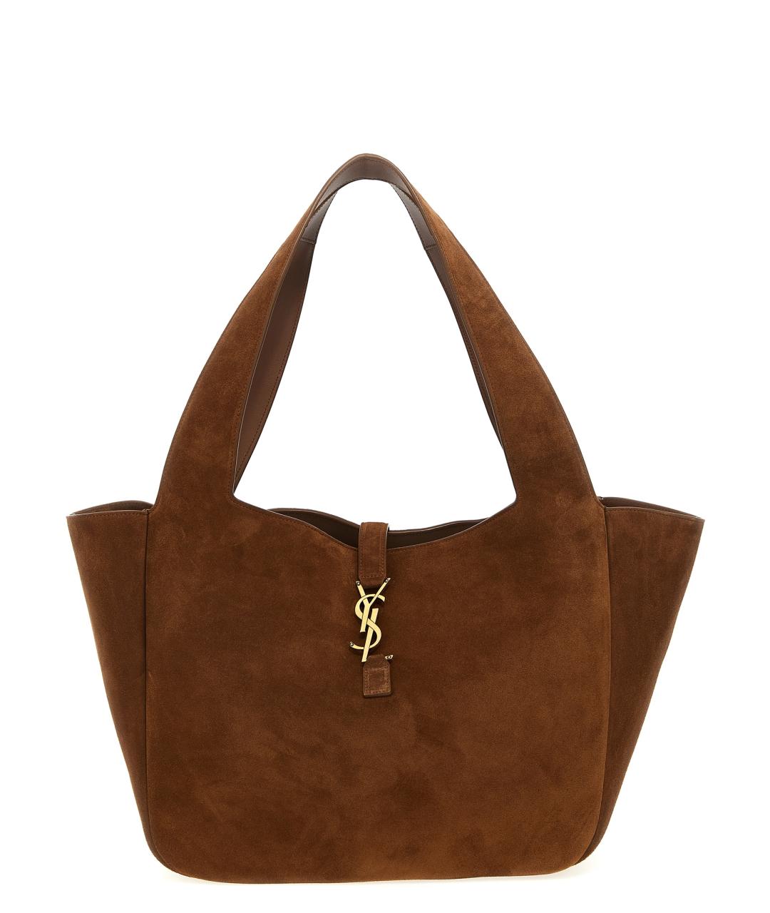 SAINT LAURENT Коричневая замшевая сумка через плечо, фото 1