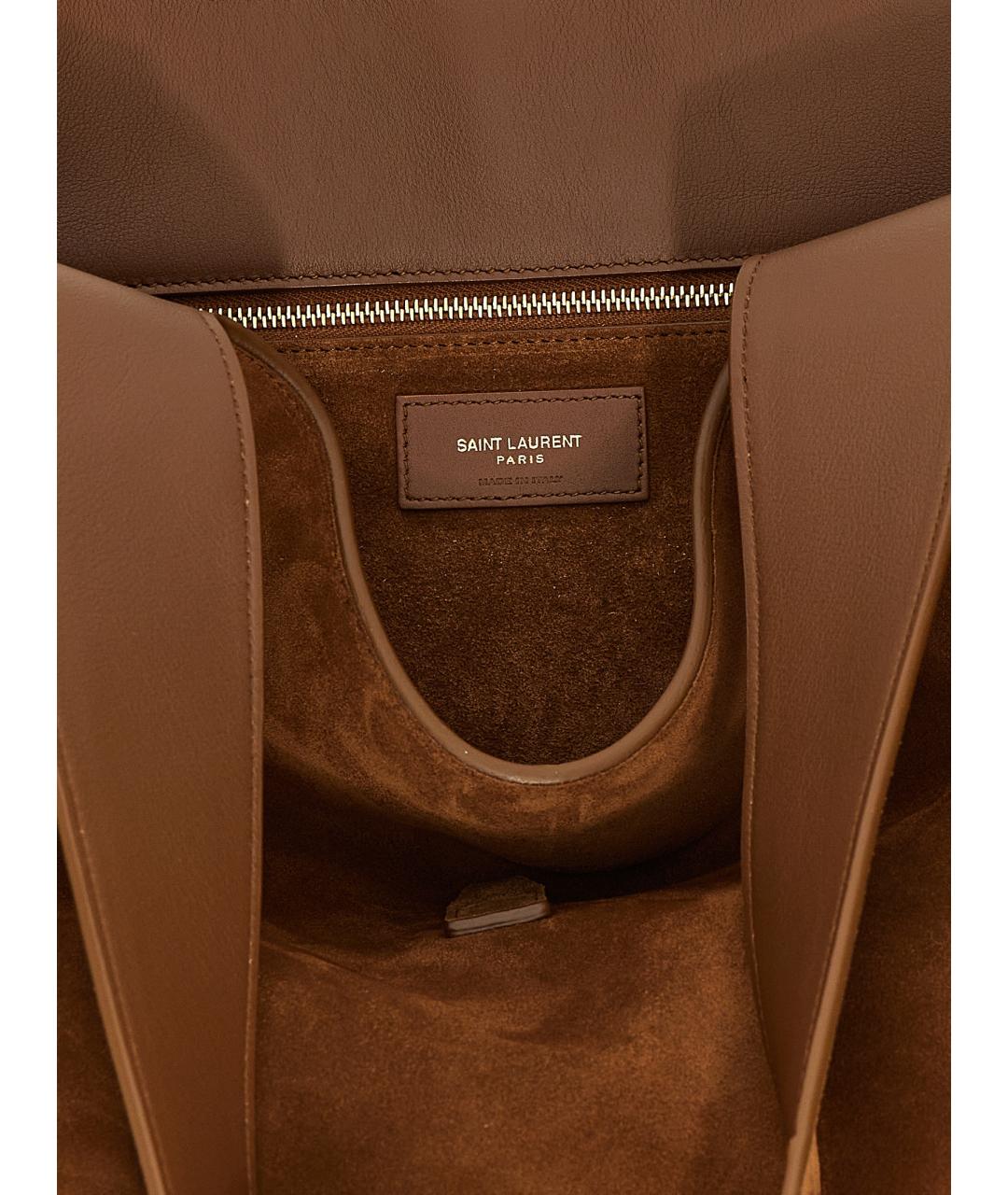 SAINT LAURENT Коричневая замшевая сумка через плечо, фото 4