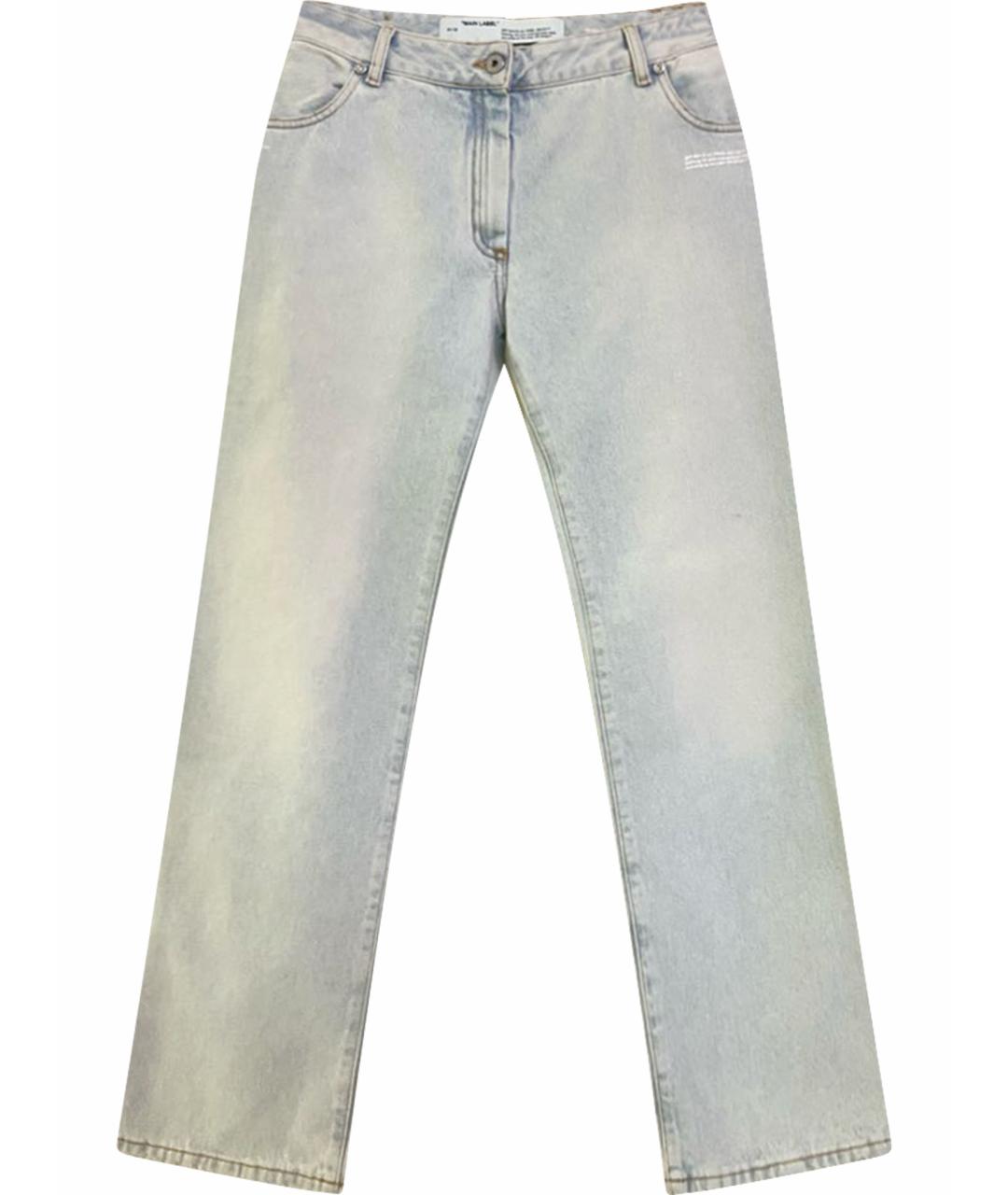 OFF-WHITE Голубые хлопковые прямые джинсы, фото 1