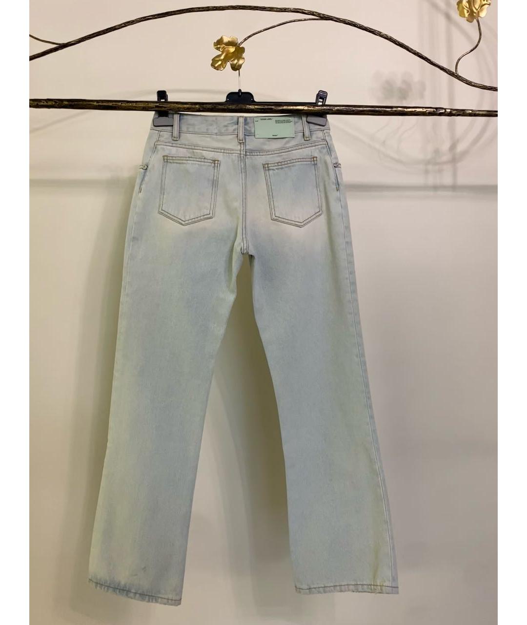 OFF-WHITE Голубые хлопковые прямые джинсы, фото 2