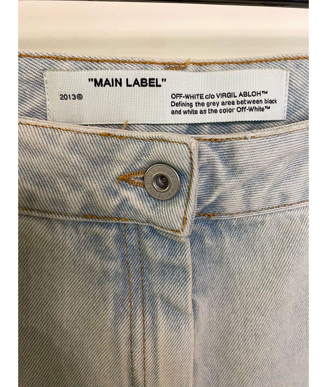 OFF-WHITE Голубые хлопковые прямые джинсы, фото 3