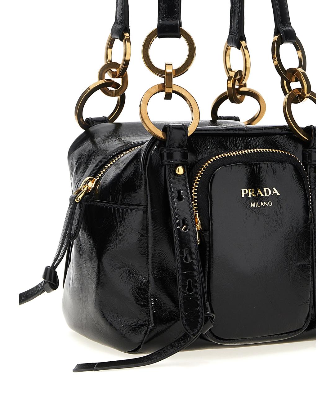 PRADA Черная кожаная сумка через плечо, фото 3