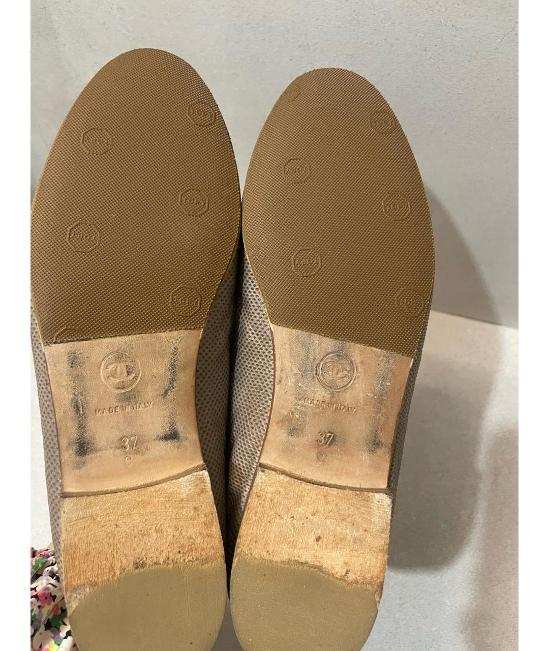 CHANEL Бежевые балетки из экзотической кожи, фото 7