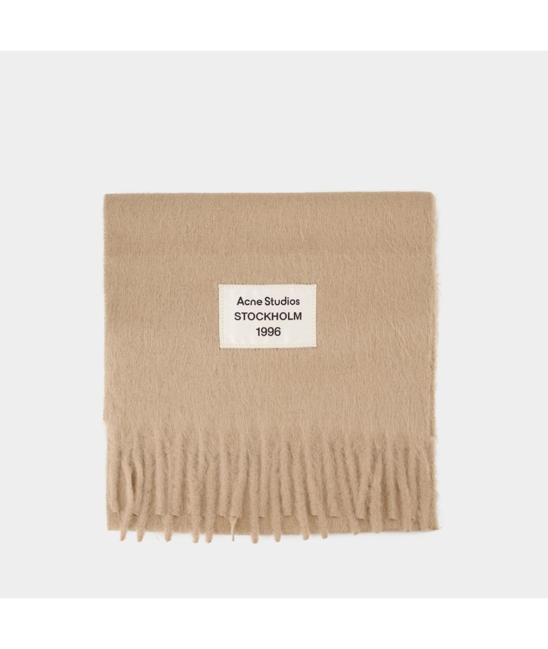 ACNE STUDIOS Коричневый шерстяной шарф, фото 2