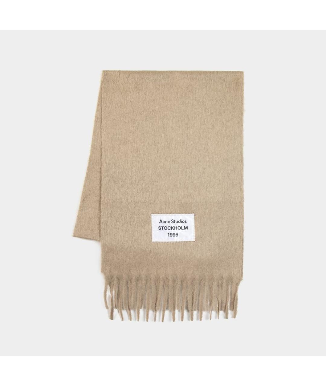 ACNE STUDIOS Коричневый шерстяной шарф, фото 3