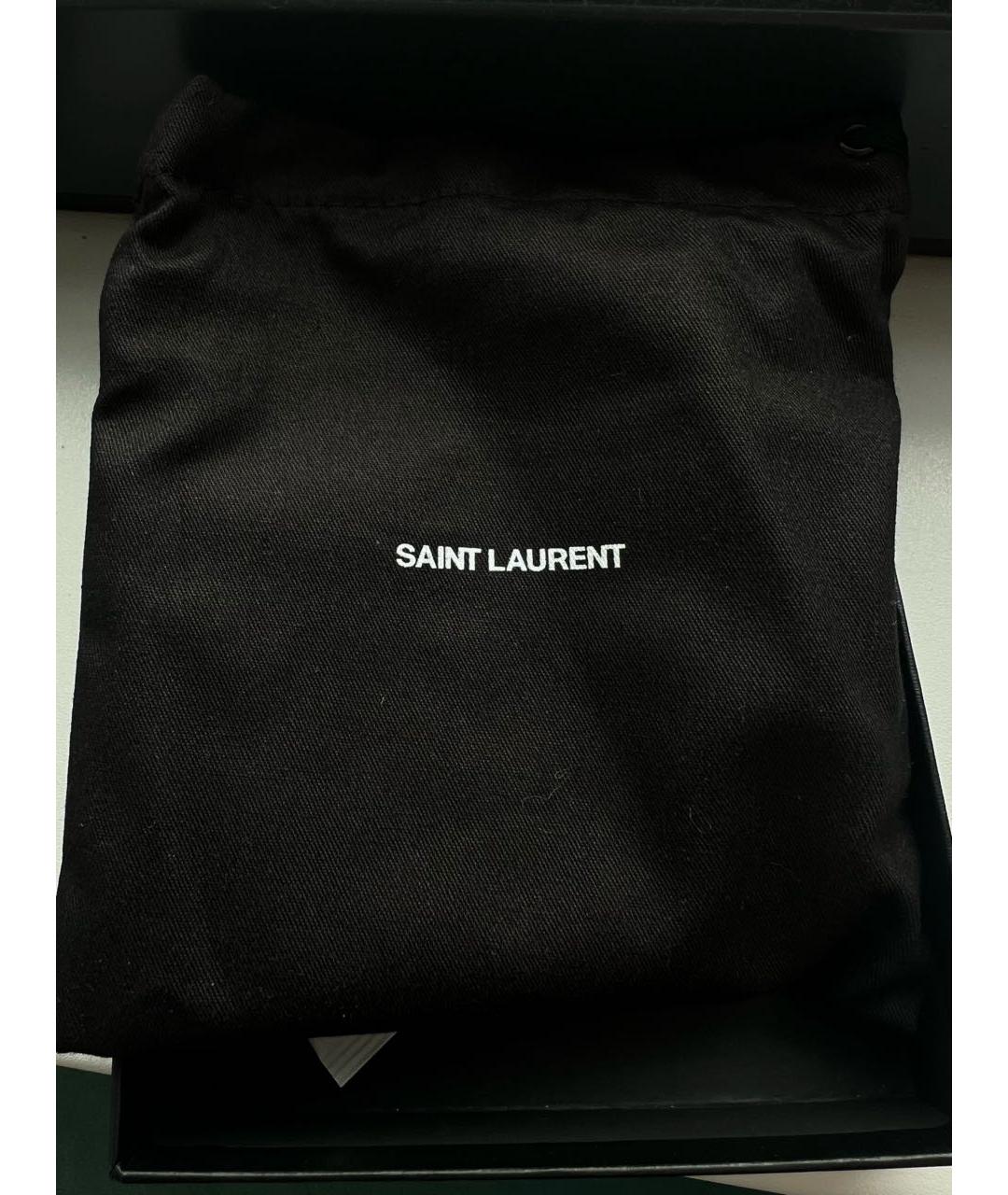 SAINT LAURENT Черный кожаный кошелек, фото 3