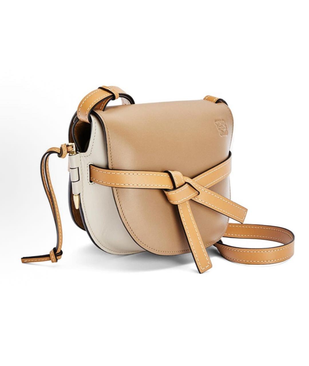 LOEWE Бежевая кожаная сумка через плечо, фото 2