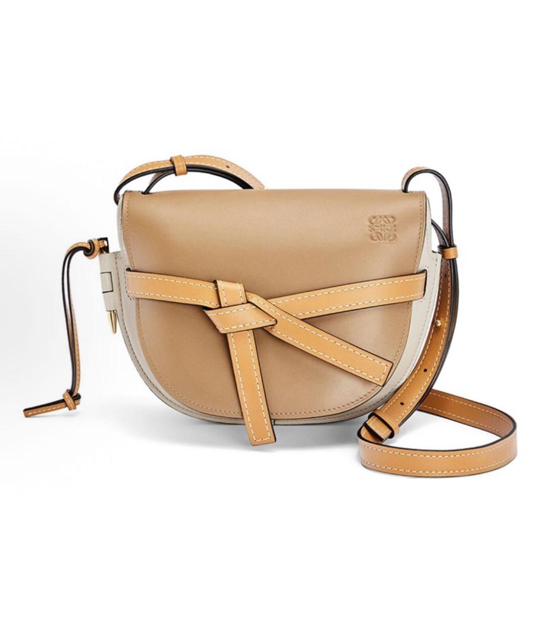 LOEWE Бежевая кожаная сумка через плечо, фото 6
