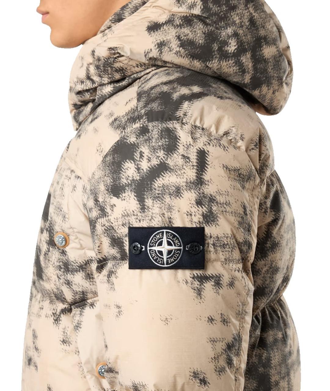 STONE ISLAND Бежевый полиамидовый пуховик, фото 4