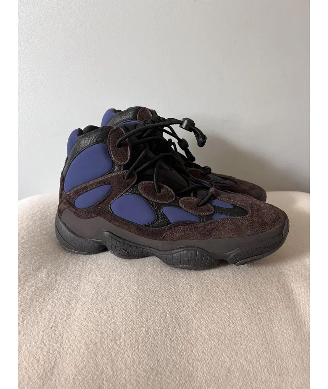 ADIDAS YEEZY Черные замшевые высокие кроссовки / кеды, фото 2
