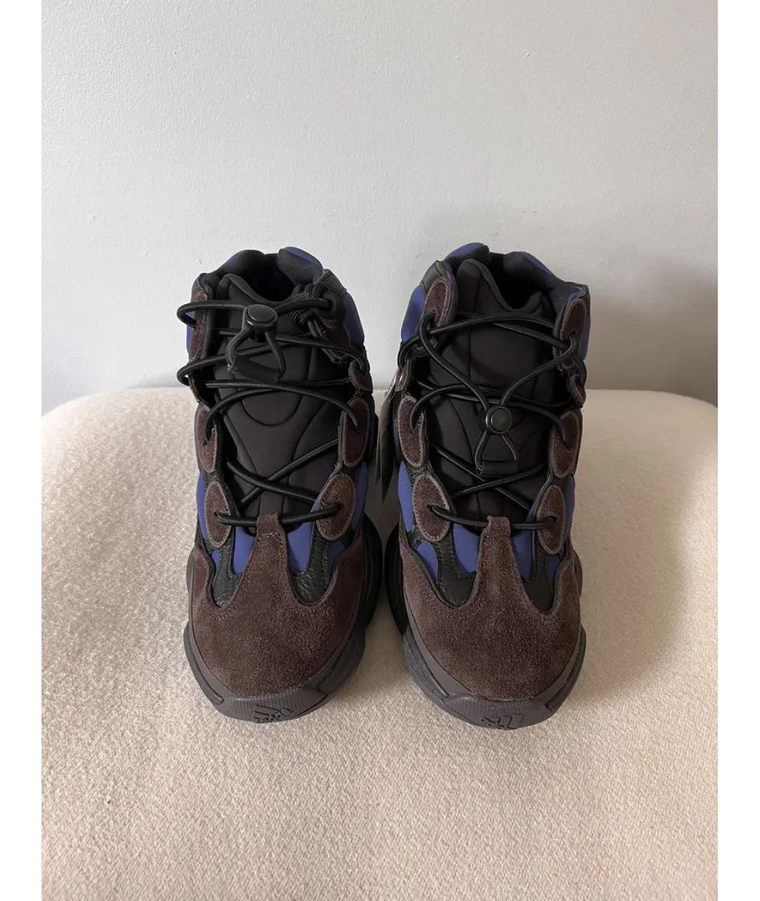 ADIDAS YEEZY Черные замшевые высокие кроссовки / кеды, фото 4