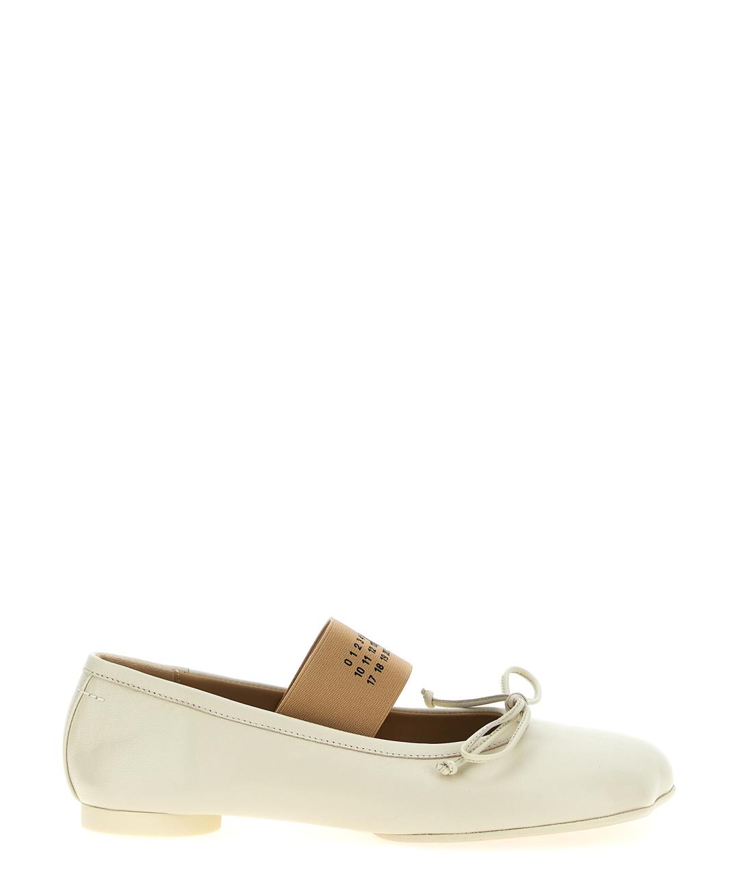 MM6 MAISON MARGIELA Бежевые кожаные балетки, фото 1