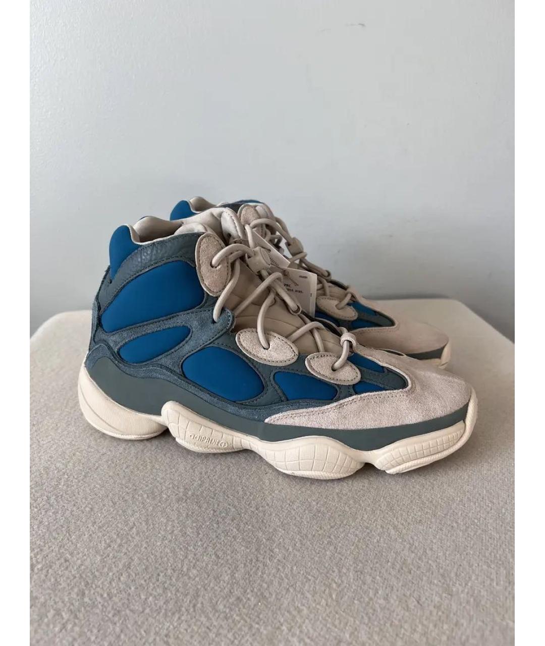 ADIDAS YEEZY Бежевые замшевые высокие кроссовки / кеды, фото 2