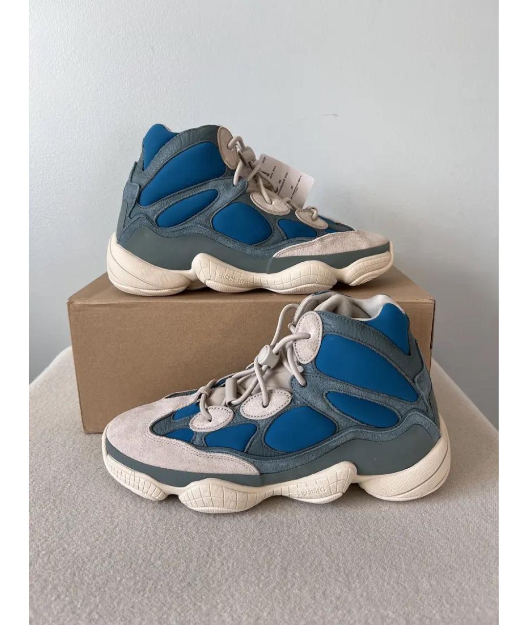 ADIDAS YEEZY Бежевые замшевые высокие кроссовки / кеды, фото 3