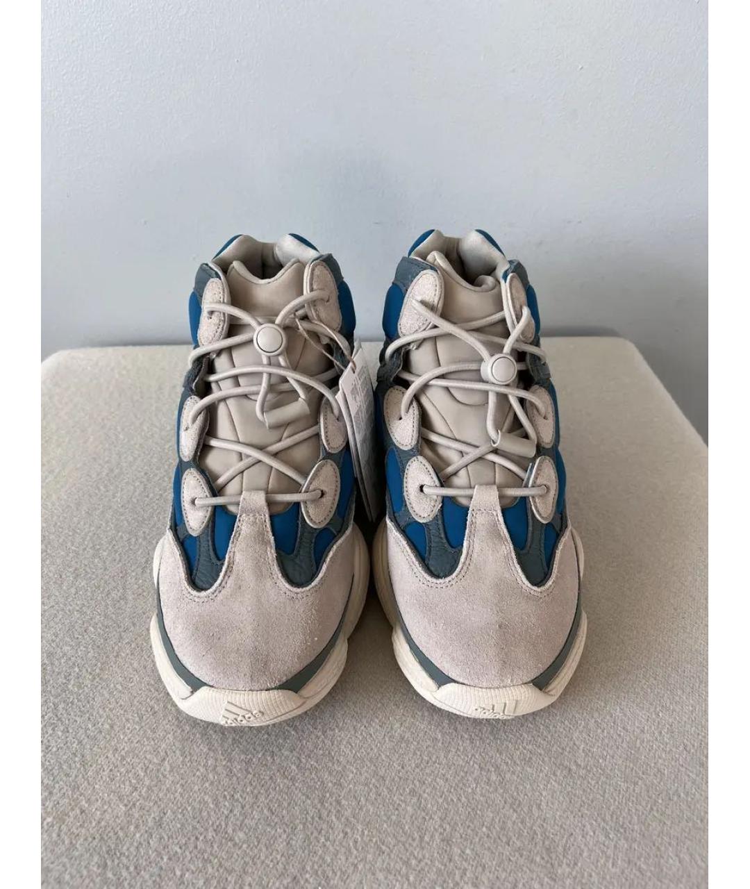 ADIDAS YEEZY Бежевые замшевые высокие кроссовки / кеды, фото 5