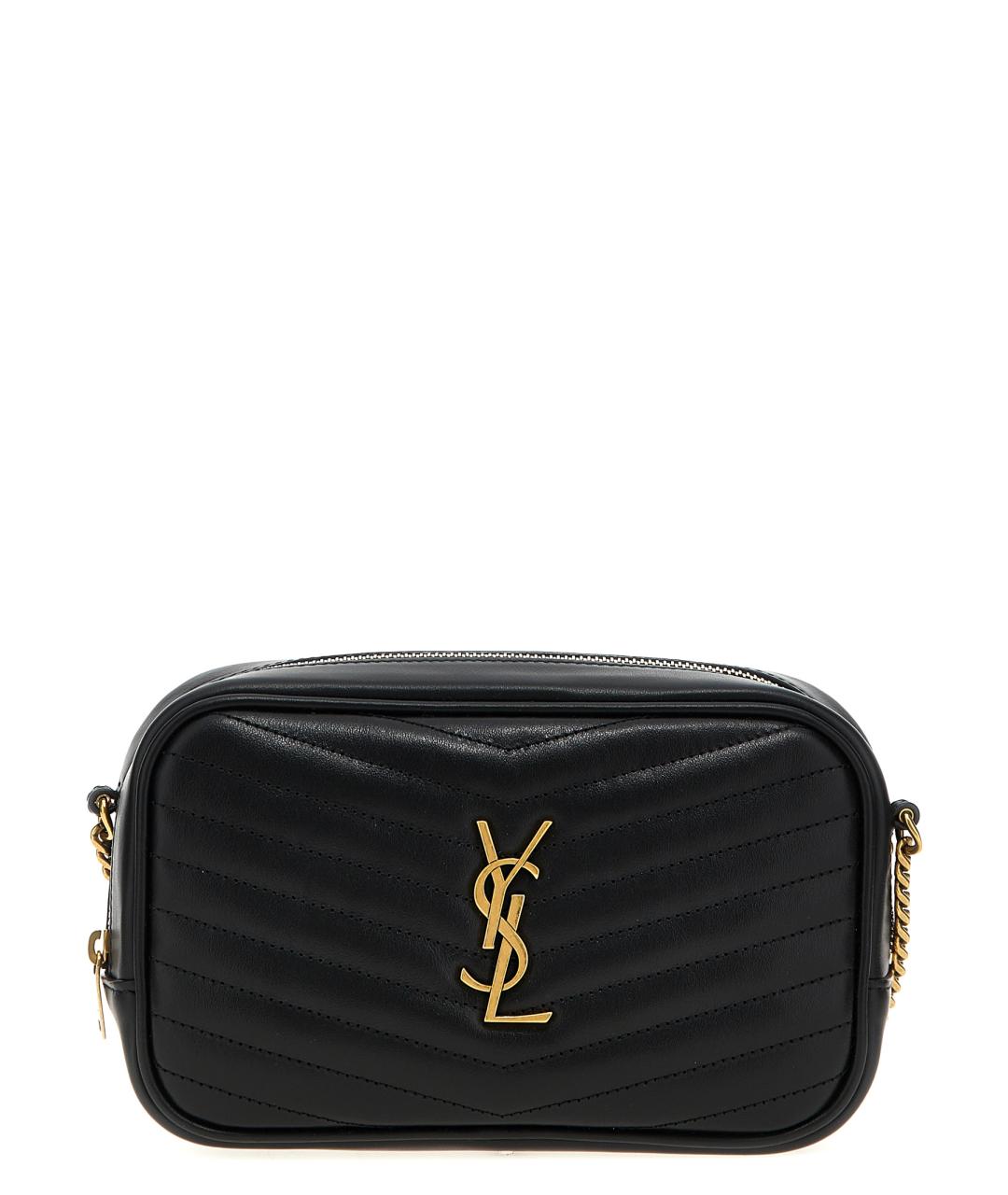 SAINT LAURENT Черная кожаная сумка через плечо, фото 1