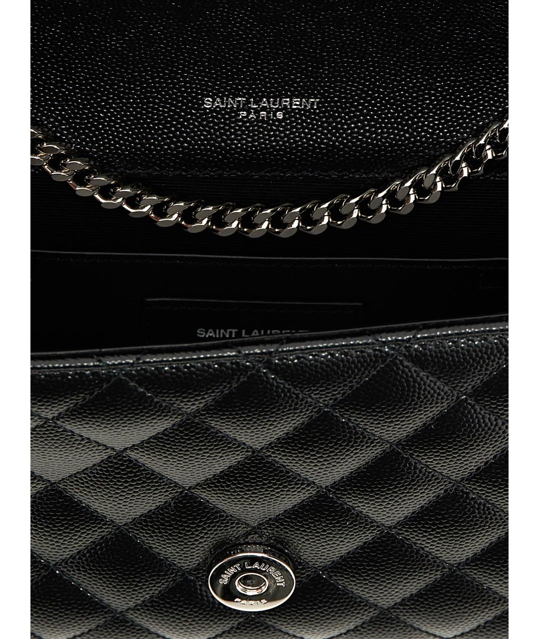 SAINT LAURENT Черная кожаная сумка через плечо, фото 4