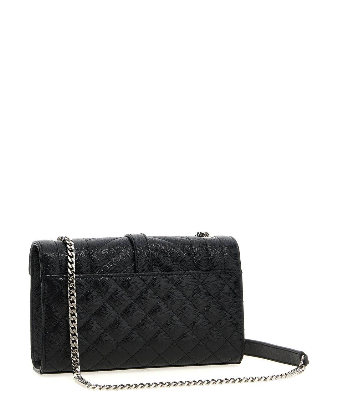 SAINT LAURENT Черная кожаная сумка через плечо, фото 2