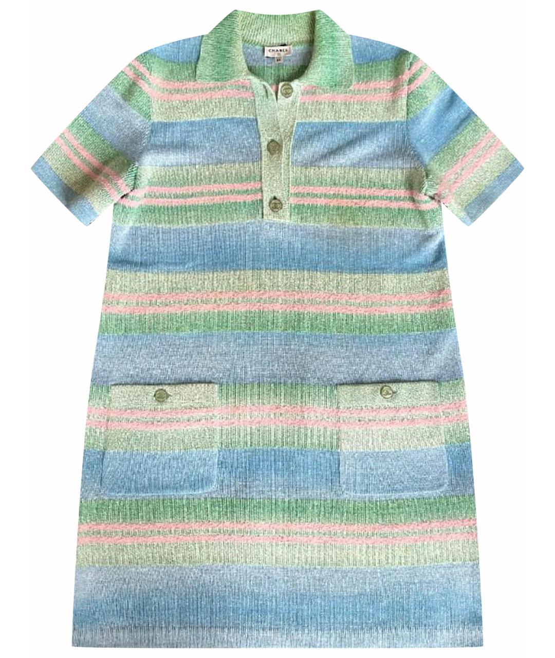 CHANEL Голубое хлопковое повседневное платье, фото 1