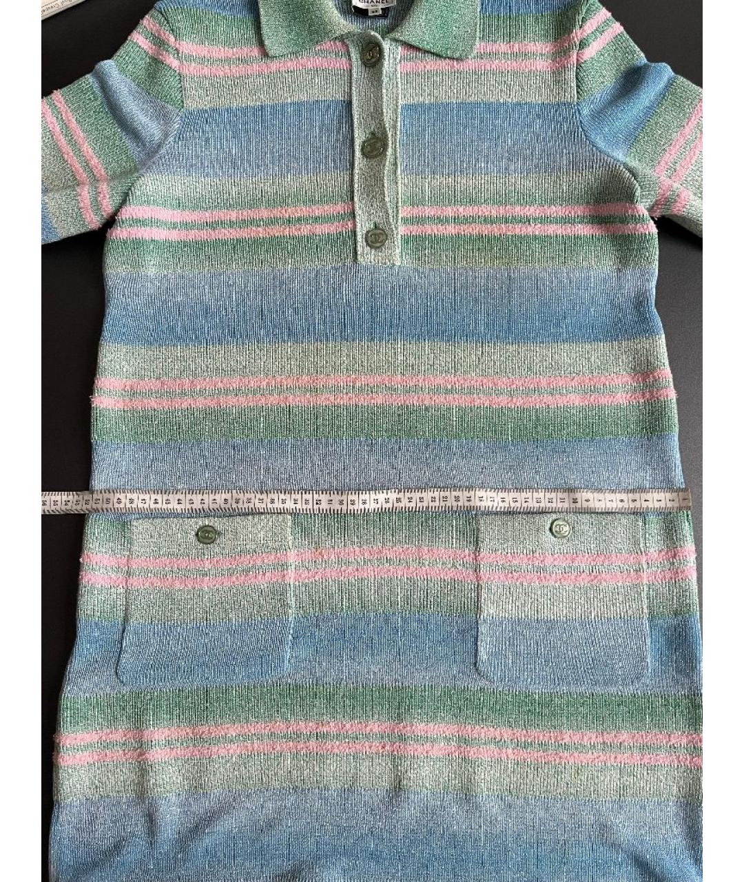 CHANEL Голубое хлопковое повседневное платье, фото 5