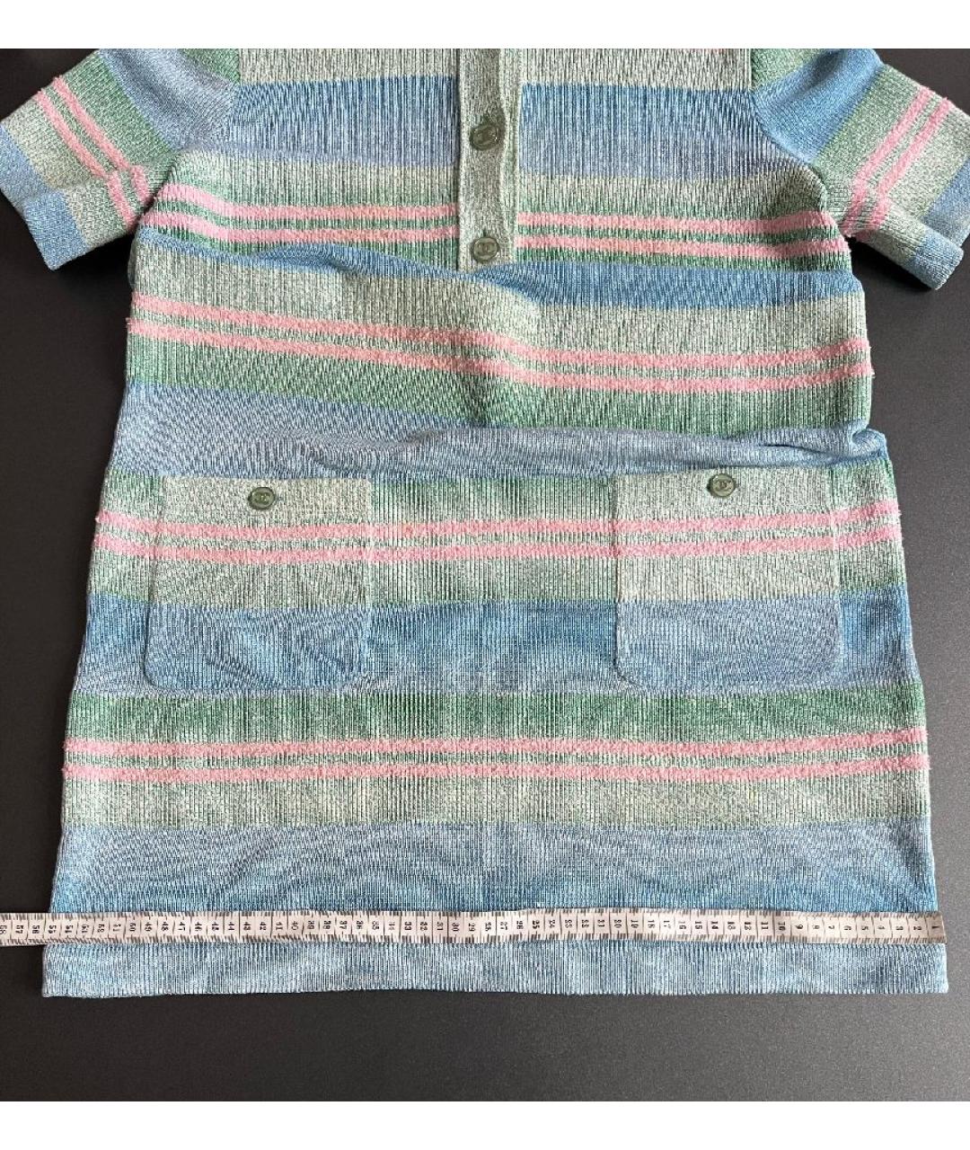 CHANEL Голубое хлопковое повседневное платье, фото 7