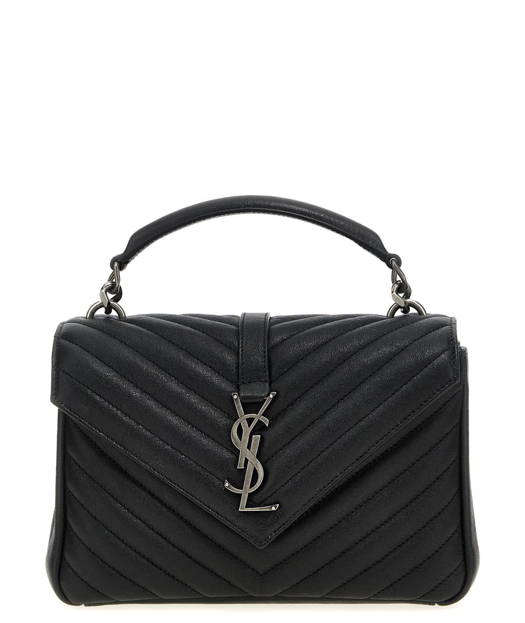 SAINT LAURENT Черная кожаная сумка с короткими ручками, фото 1