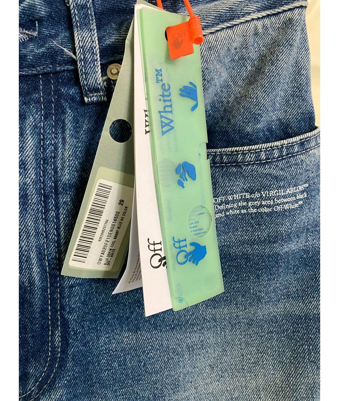 OFF-WHITE Синие хлопковые прямые джинсы, фото 3