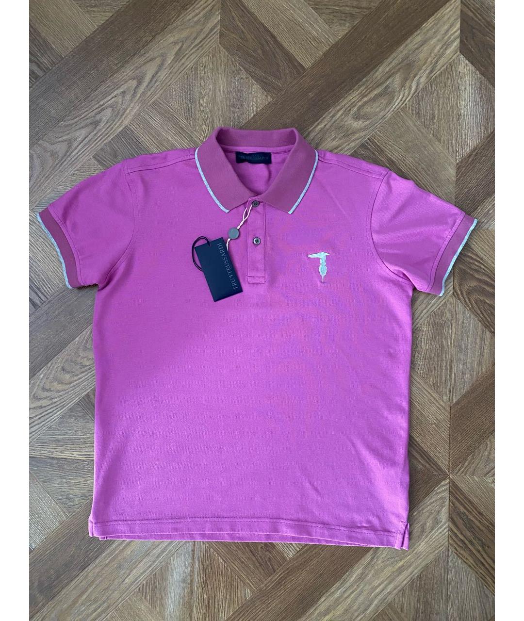 TRUSSARDI Розовое хлопко-полиэстеровое поло с коротким рукавом, фото 6