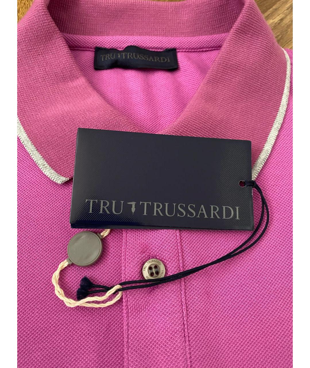 TRUSSARDI Розовое хлопко-полиэстеровое поло с коротким рукавом, фото 2