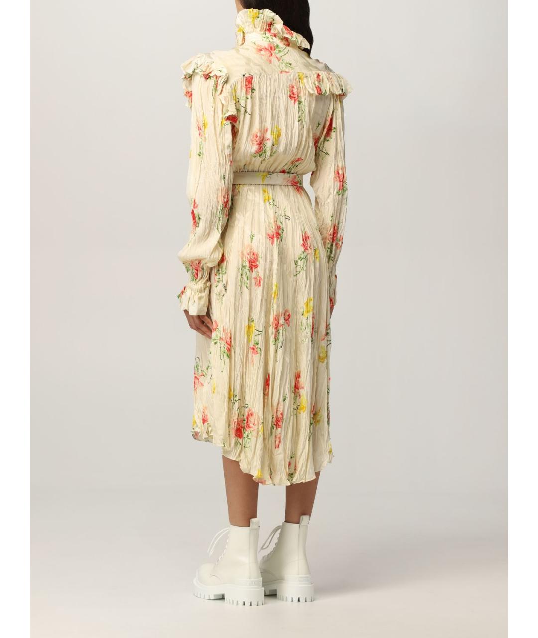 BALENCIAGA Бежевое шелковое повседневное платье, фото 4