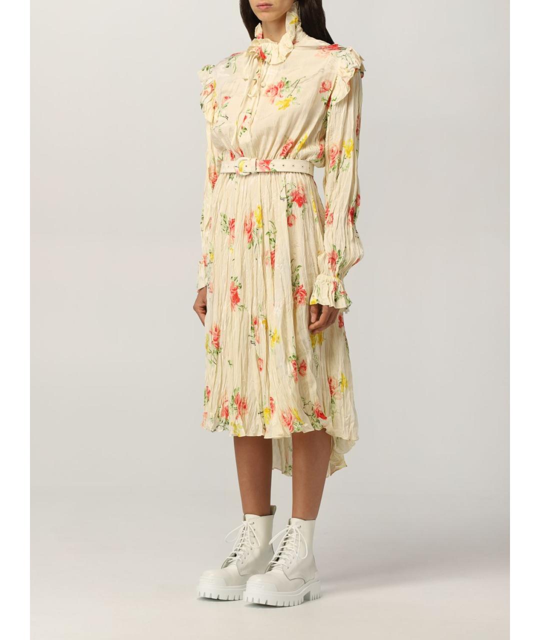 BALENCIAGA Бежевое шелковое повседневное платье, фото 5