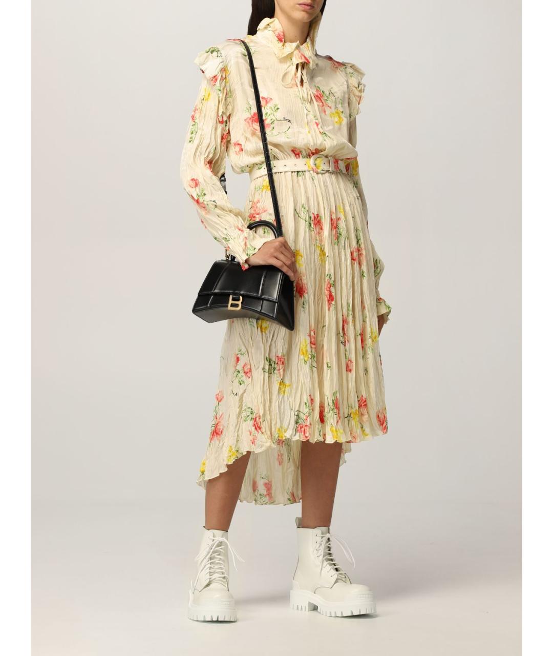 BALENCIAGA Бежевое шелковое повседневное платье, фото 3
