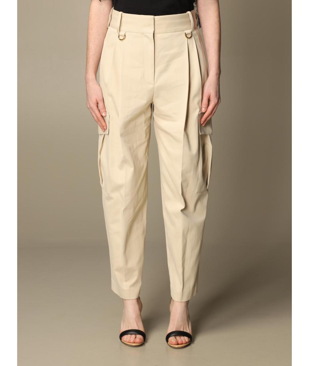 GIVENCHY Бежевые хлопковые прямые брюки, фото 2