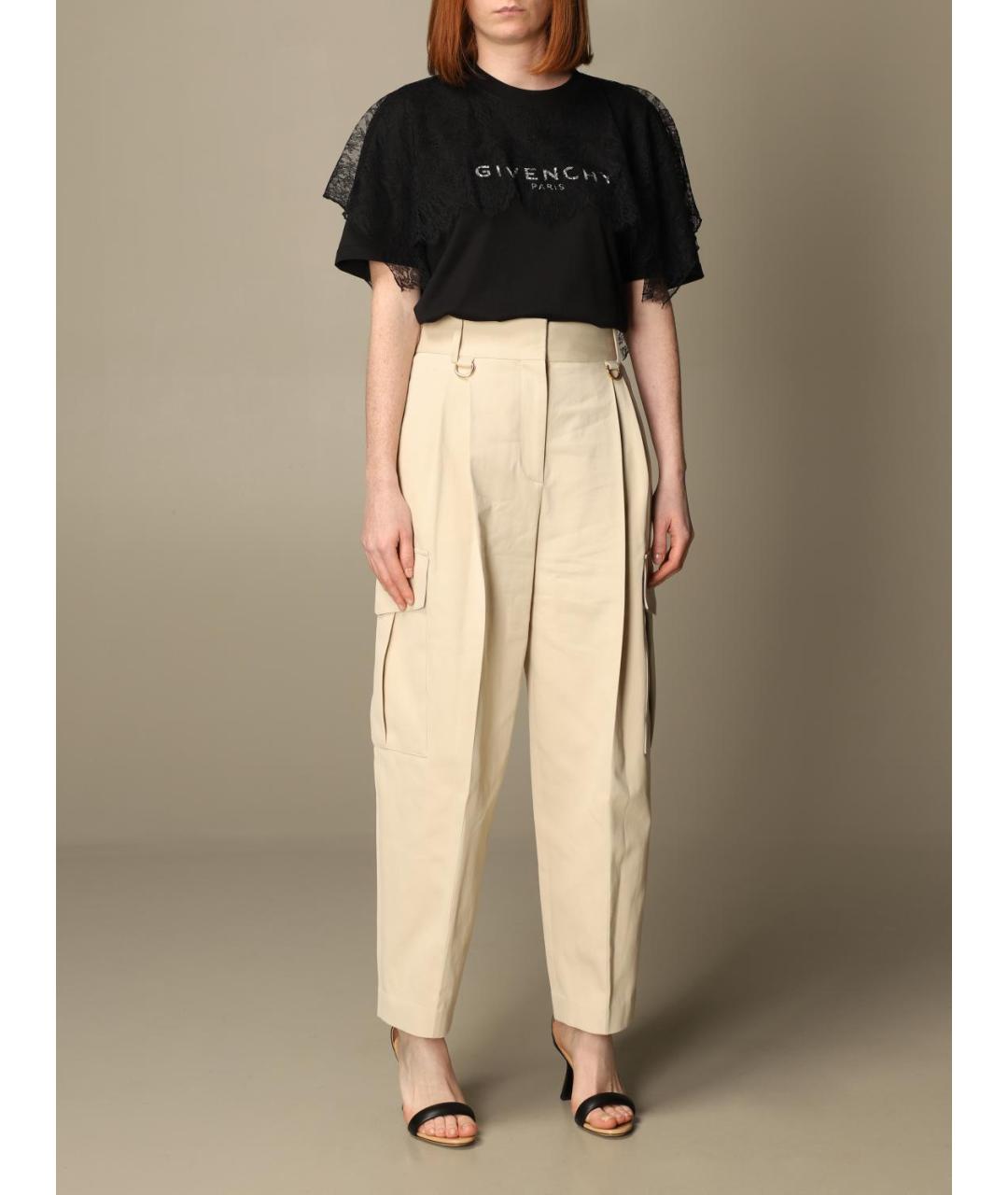 GIVENCHY Бежевые хлопковые прямые брюки, фото 3