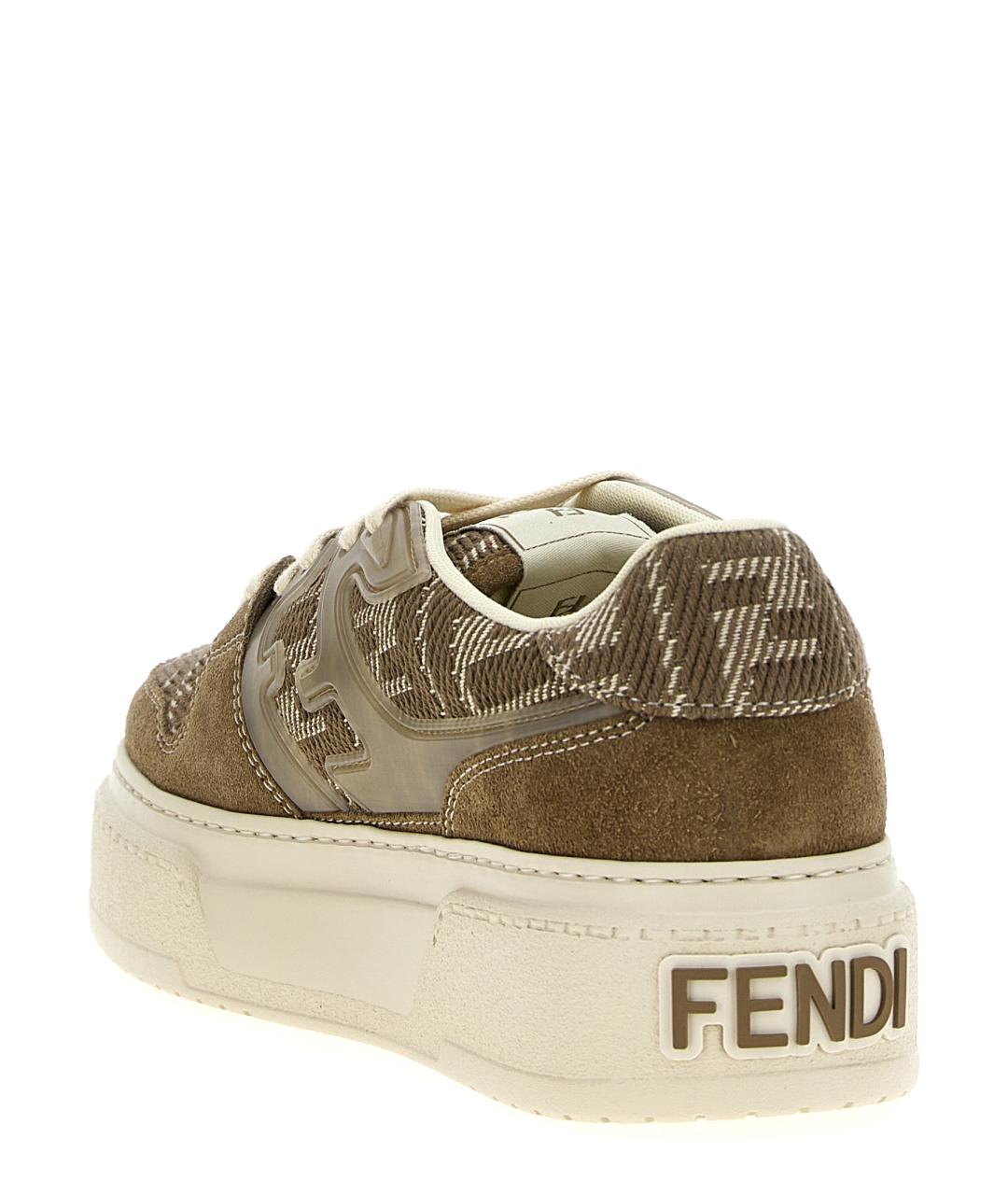 FENDI Коричневые кожаные кеды, фото 3
